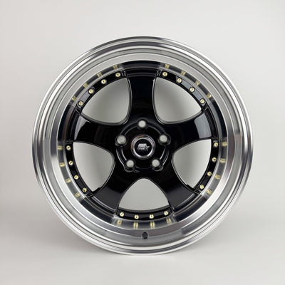 MT07 - Black w/Machined Lip Gold Rivets - 18x8.5 5x114.3 Offset +20