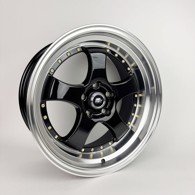 MT07 - Black w/Machined Lip Gold Rivets - 18x8.5 5x114.3 Offset +20