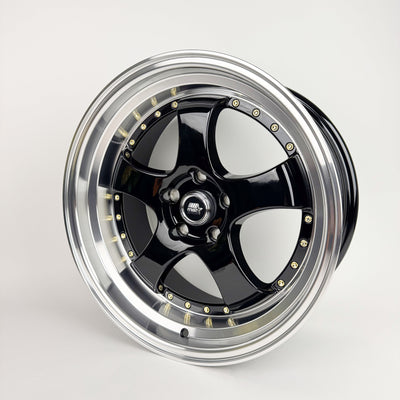 MT07 - Black w/Machined Lip Gold Rivets - 18x8.5 5x114.3 Offset +20