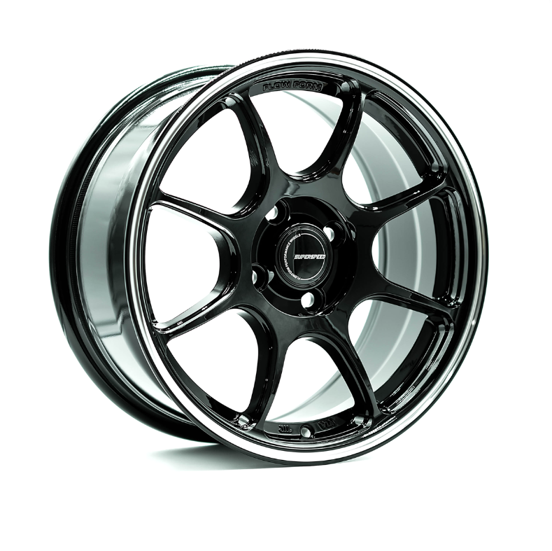 SuperSpeed RF03RR 15x7 +36 4x100 73.1CB - Black w/ Machine Lip