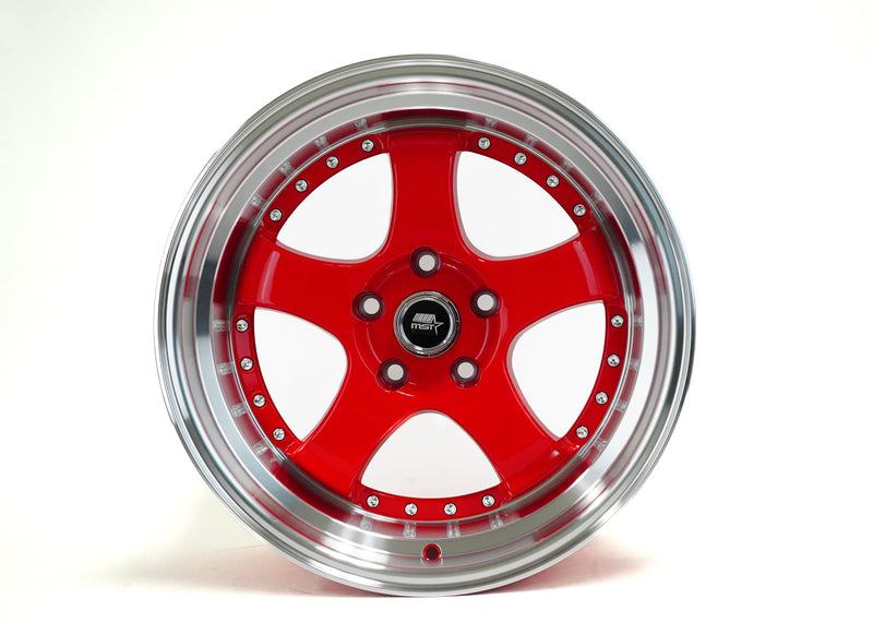 MT07 - Red w/Machined Lip - 17x9.0 5x114.3 Offset +20