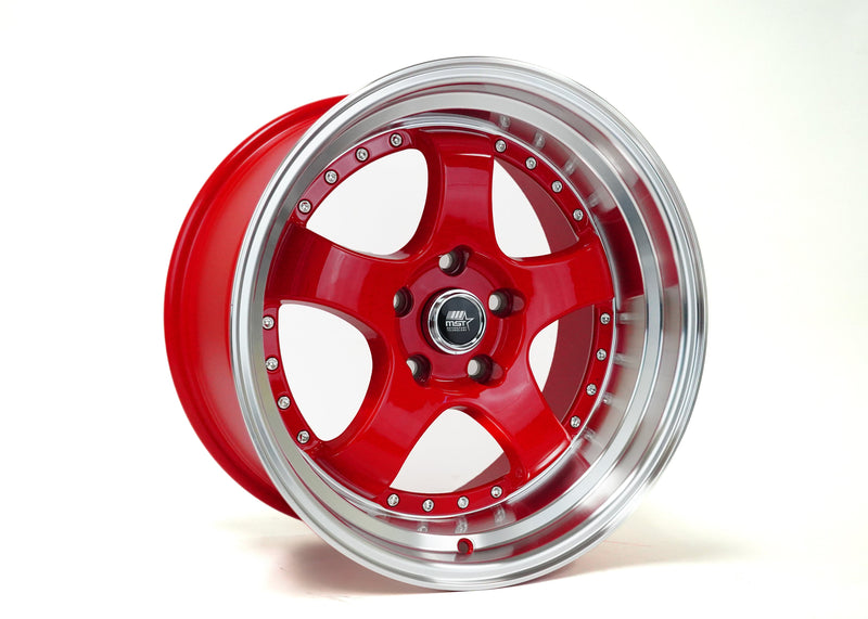 MT07 - Red w/Machined Lip - 17x9.0 5x114.3 Offset +20