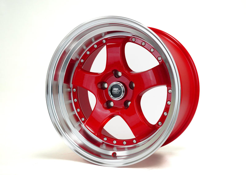 MT07 - Red w/Machined Lip - 17x9.0 5x114.3 Offset +20