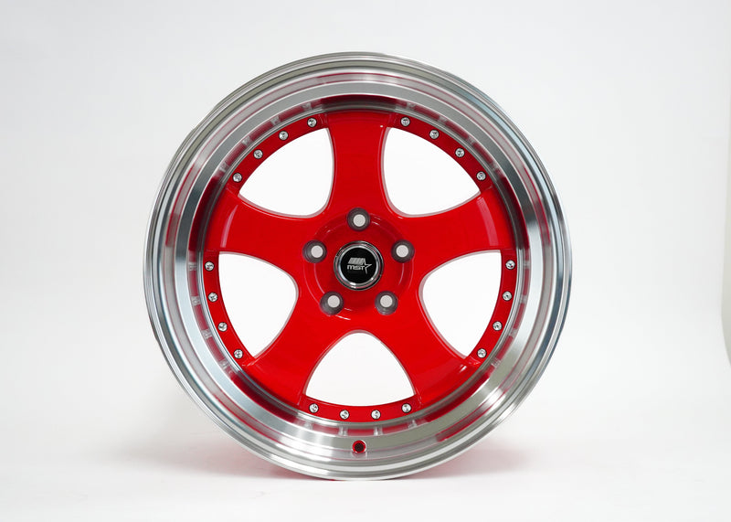 MT07 - Red w/Machined Lip - 18x9.5 5x114.3 Offset +20