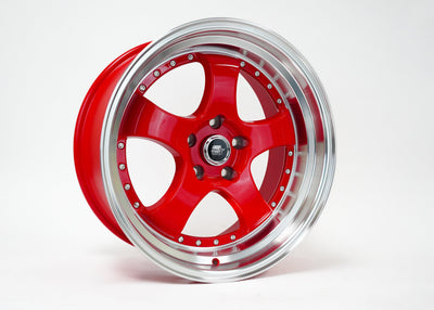 MT07 - Red w/Machined Lip - 18x9.5 5x114.3 Offset +20