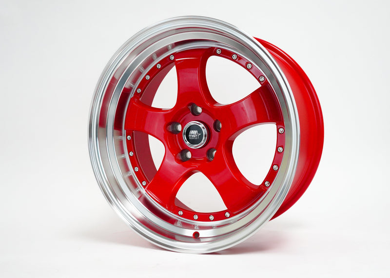 MT07 - Red w/Machined Lip - 18x9.5 5x114.3 Offset +20