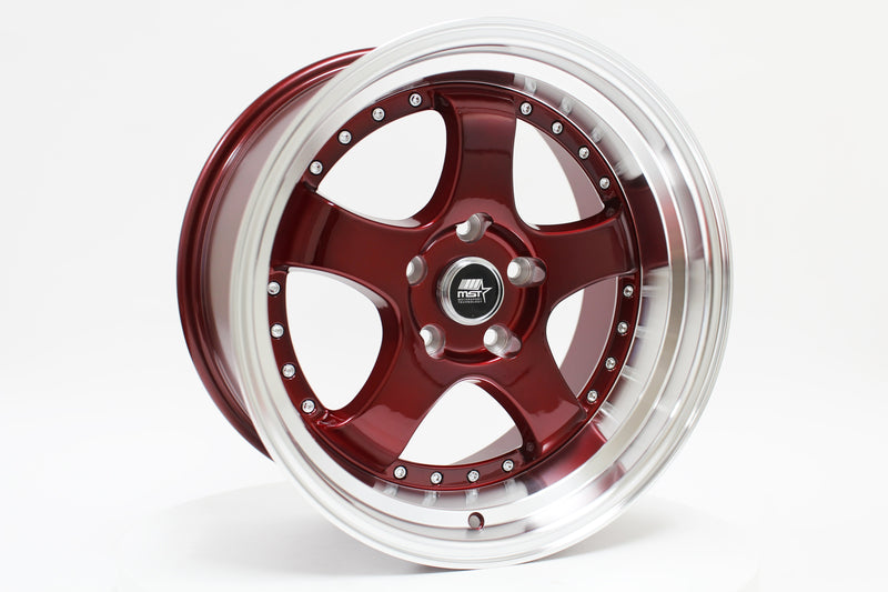 MT07 - Candy Red w/Machined Lip - 17x9.0 5x114.3 Offset +20