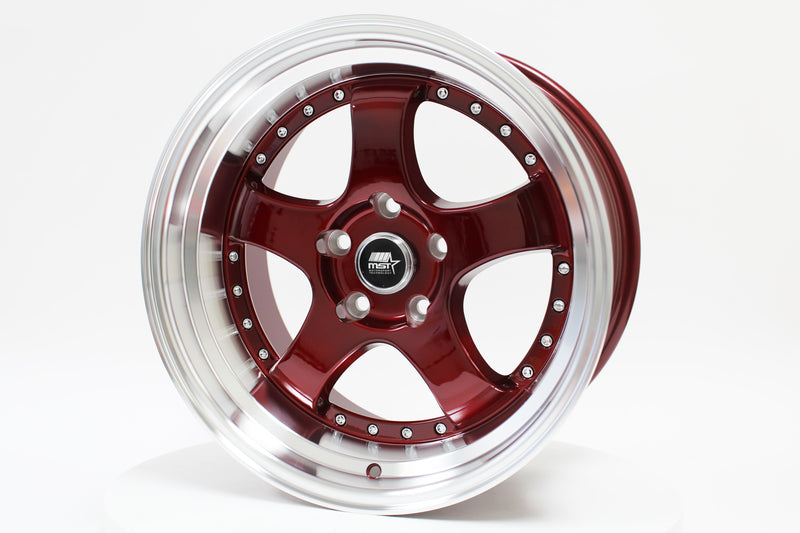 MT07 - Candy Red w/Machined Lip - 17x9.0 5x114.3 Offset +20