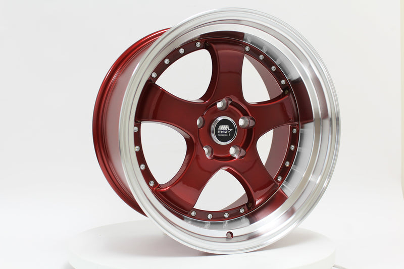 MT07 - Candy Red w/Machined Lip - 18x9.5 5x114.3 Offset +20