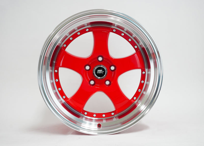 MT07 - Red w/Machined Lip Gold Rivets - 18x8.5 5x114.3 Offset +20