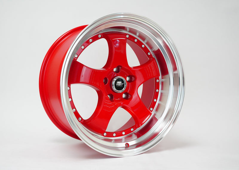 MT07 - Red w/Machined Lip Gold Rivets - 18x8.5 5x114.3 Offset +20