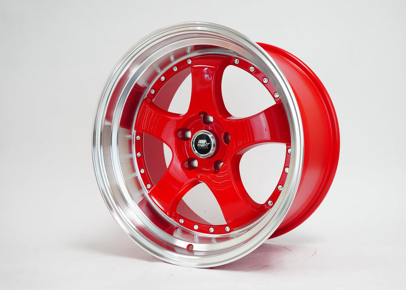 MT07 - Red w/Machined Lip Gold Rivets - 18x8.5 5x114.3 Offset +20