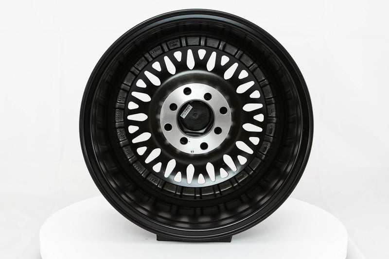 MT13 - Black w/Machined Lip Gold Rivets - 15x8.0 4x100/4x114.3 Offset +20