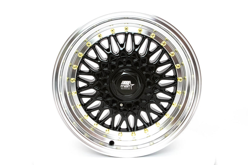 MT13 - Black w/Machined Lip Gold Rivets - 16x8.0 5x100/5x114.3 Offset +20