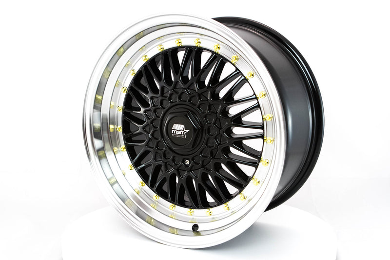 MT13 - Black w/Machined Lip Gold Rivets - 17x8.5 5x114.3/5x120 Offset +30