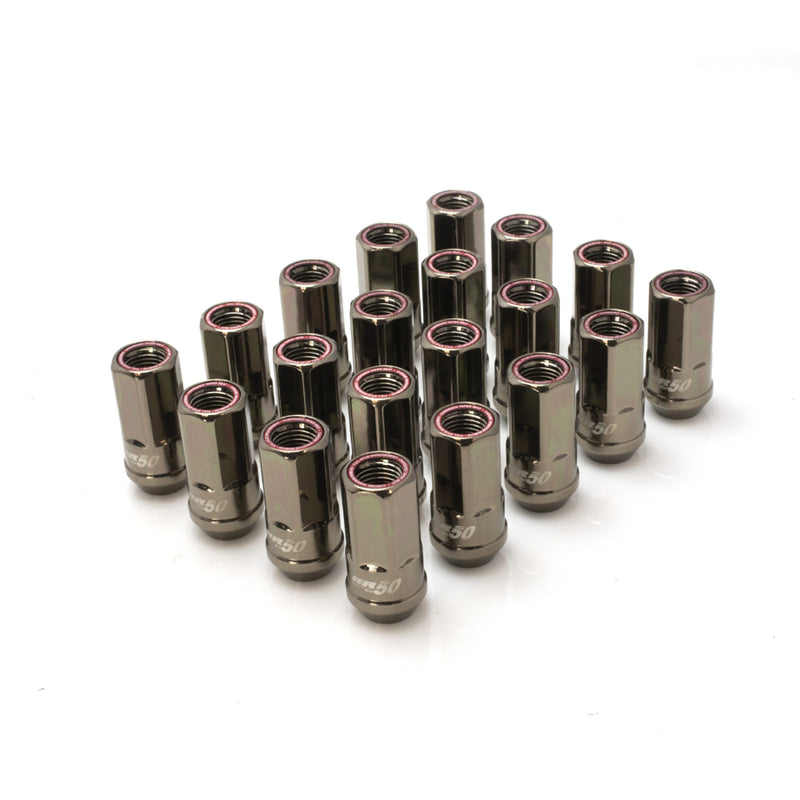 Muteki HR50 Open End Lug Nuts - M14 x 1.50 Titanium w/ Red Ring