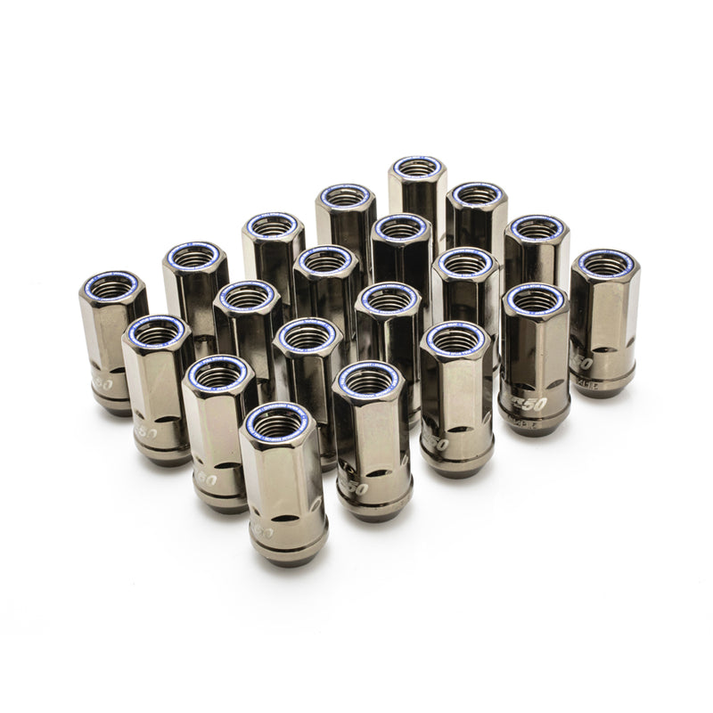 Muteki HR50 Open End Lug Nuts - M14 x 1.50 Titanium w/ Blue Ring