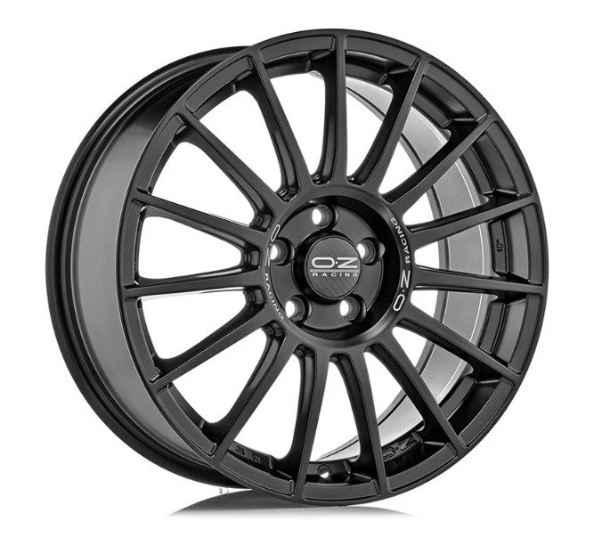 OZ Superturismo LM 19x8.5 +38 5x114.3 75CB - Matt Black w/ Silver Lettering