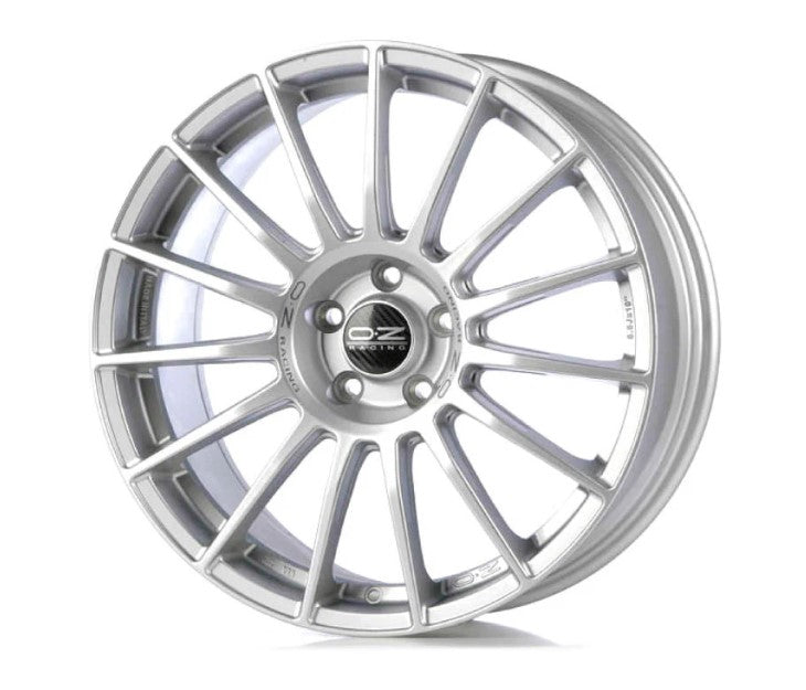 OZ Superturismo LM 18x8 +45 5x114.3 75CB - Matt Race Silver w/ Black Lettering