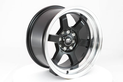 Time Attack - Black w/Machined Lip - 15x8.0 4x100/4x114.3 Offset +0