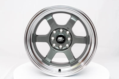 Time Attack - Gunmetal w/Machined Lip - 15x8.0 4x100/4x114.3 Offset +0