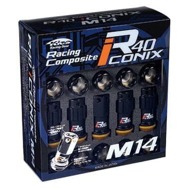 M14x1.25 Black Racing Composite R40 Iconix Lock & Nut Set (Cap Less) - Project Kics