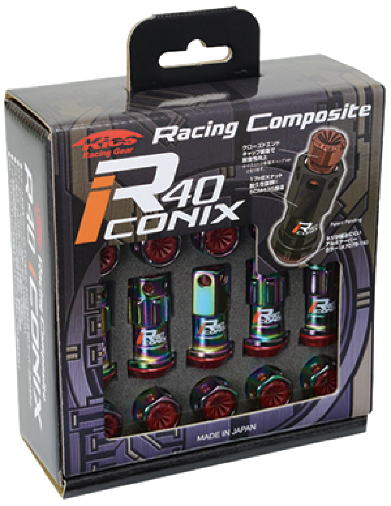 M14x1.5 Neo Chrome Racing Composite R40 Iconix Lock & Nut Set (Cap Less) - Project Kics