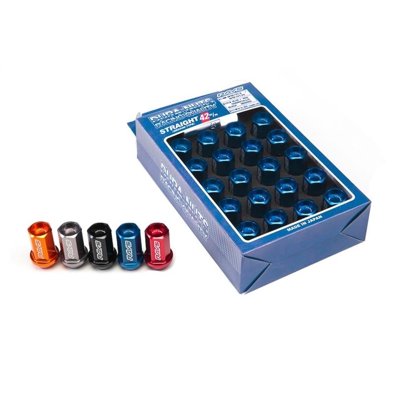 Rays Dura-Nut L42 Straight Type 14x1.50 Lug Nut Set 16 Lug 4 Lock Set - Blue IN STOCK READY TO SHIP