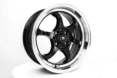 MST MT39 16x7 +30 4x100/4x114.3 - Black w/ Machine Lip