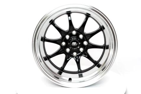 MST MT11 15x9 +0 4x100/4x114.3 - Black w/ Machine Lip