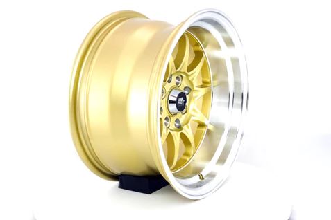 MST MT11 15x8 +0 4x100/4x114.3 - Gold w/ Machine Lip