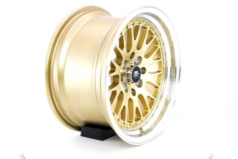 MST MT10 15x8 +25 4x100/4x114.3 - Gold w/ Machine Lip