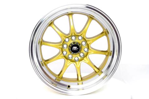 MST MT11 16x8 +15 5x100/5x114.3 - Gold w/ Machine Lip