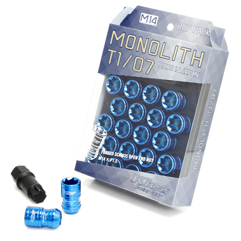 Project Kics Monolith TI/07 Lug Nuts - 14x1.5 Blue