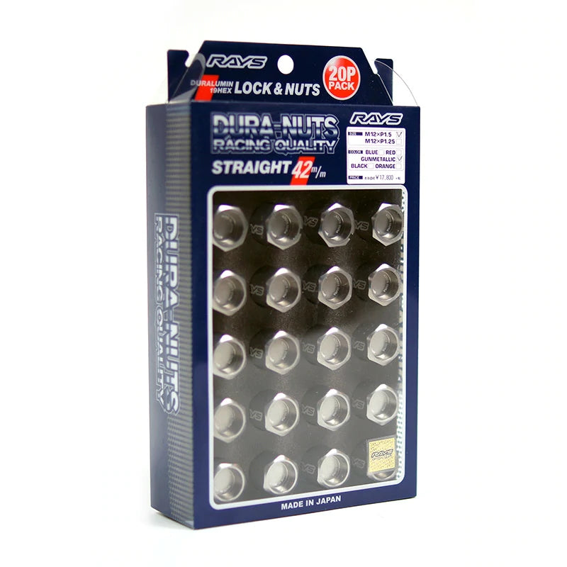 Rays Dura-Nut L42 Straight Type 14x1.50 Lug Nut Set 16 Lug 4 Lock Set - Gunmetal IN STOCK READY TO SHIP