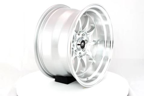 MST MT11 15x9 +0 4x100/4x114.3 - Silver w/ Machine Lip