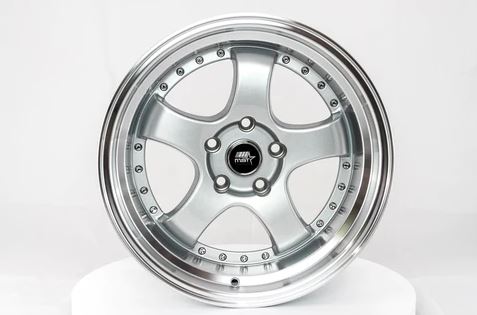 MST MT07 17x9 +20 5x114.3 - Silver w/ Machine Lip