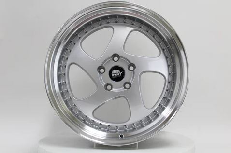 MST MT15 18x9.5 +35 5x114.3 - Silver w/ Machine Lip