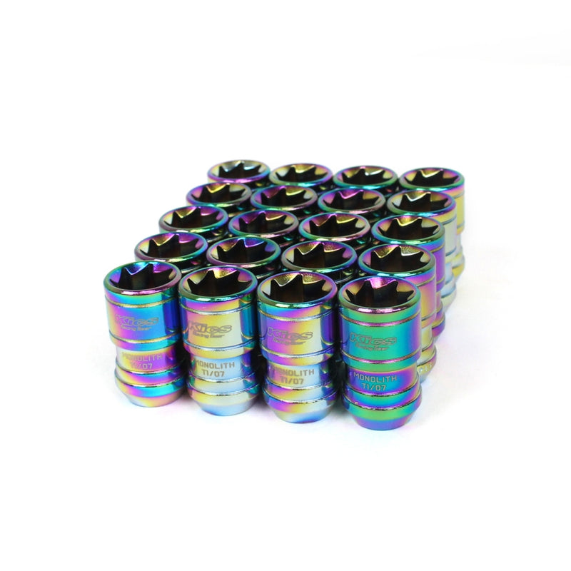 Project Kics Monolith TI/07 Lug Nuts - 14x1.5 Neochrome - IN STOCK READY TO SHIP