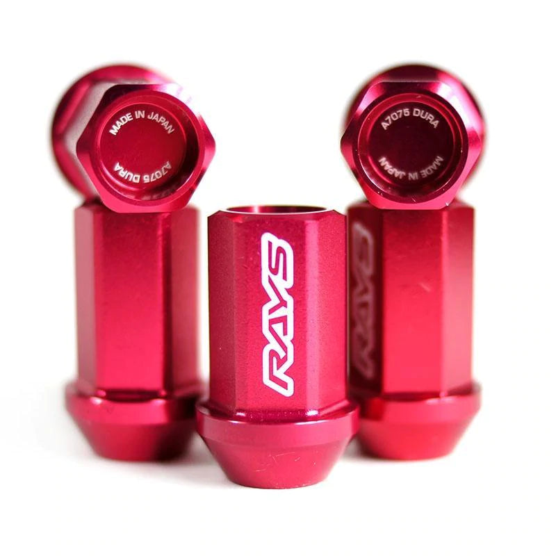 Rays Dura-Nut L42 Straight Type 14x1.50 Lug Nut Set 16 Lug 4 Lock Set - Red IN STOCK READY TO SHIP